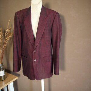Men's Burgundy Red Bespoke Hong Kong Tailored Blazer Sportscoat Silk 38- 40L